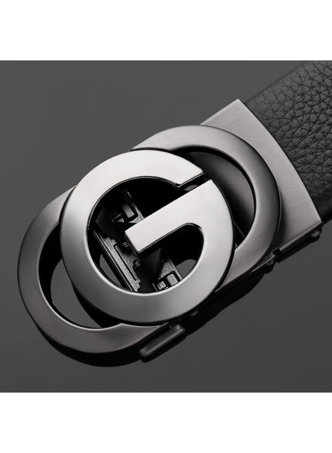 Cow Men's Automatic Buckle Genuine Top Grain Leather Belt Casual Jeans Business Belt C-858 Gun Color - Image 5