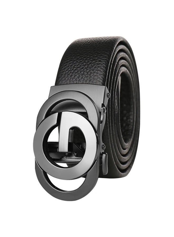 Cow Men's Automatic Buckle Genuine Top Grain Leather Belt Casual Jeans Business Belt C-858 Gun Color - Image 4