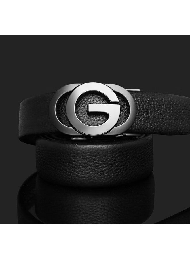 Cow Men's Automatic Buckle Genuine Top Grain Leather Belt Casual Jeans Business Belt C-858 Gun Color - Image 3