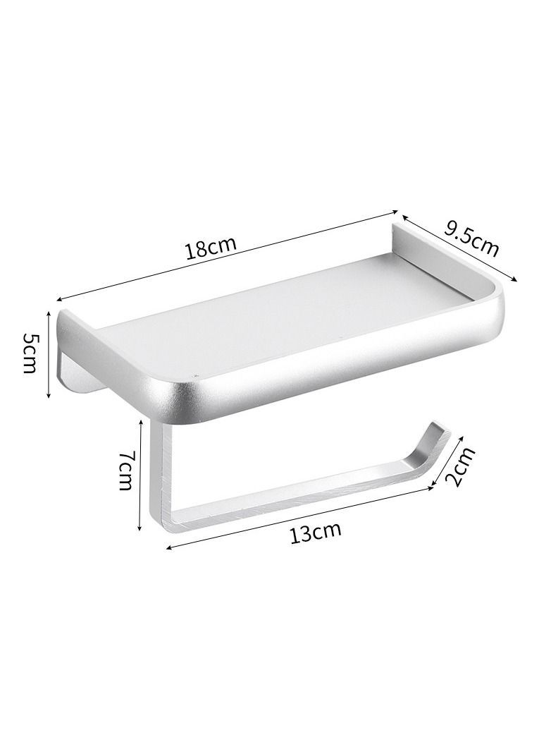 Y&D Toilet Storage Rack Tissue Holder Self Adhesive Bathroom Mobile phone Roll Paper Shelf Perforation-free Aluminum Sliver - Image 3