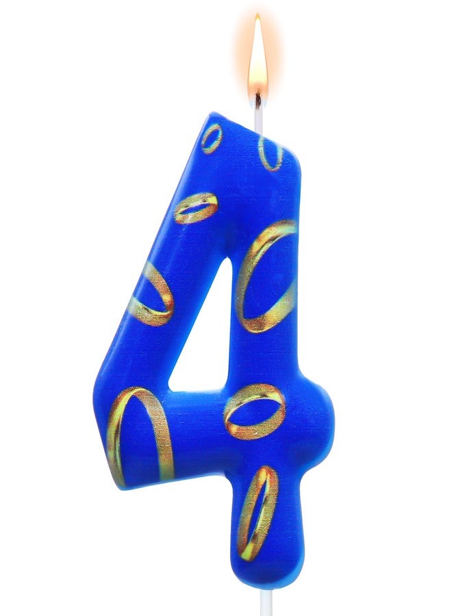 Conelist Number 4 Blue and Golden Rings Birthday Number Candle Blue Birthday Cake Topper for Boys Girls Cartoon Theme Party Decor Supplies - Image 4