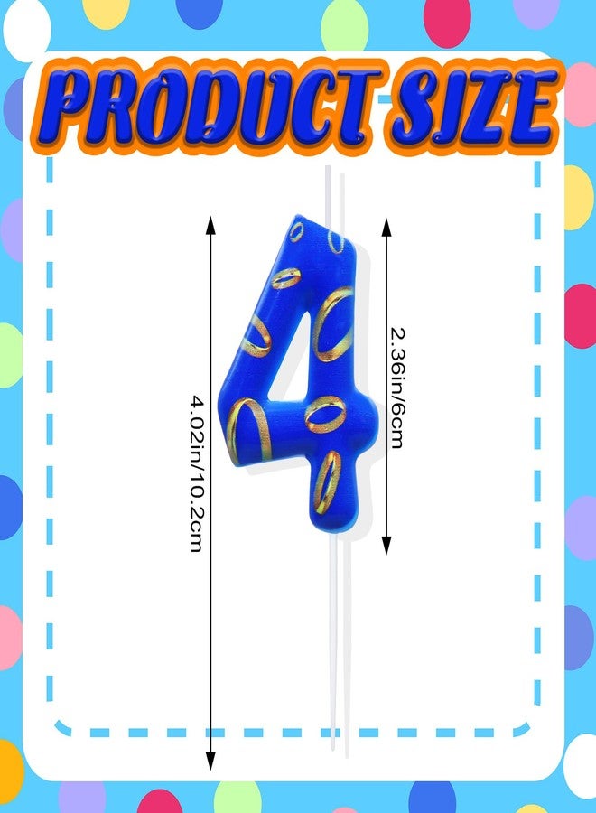 Conelist Number 4 Blue and Golden Rings Birthday Number Candle Blue Birthday Cake Topper for Boys Girls Cartoon Theme Party Decor Supplies - Image 3