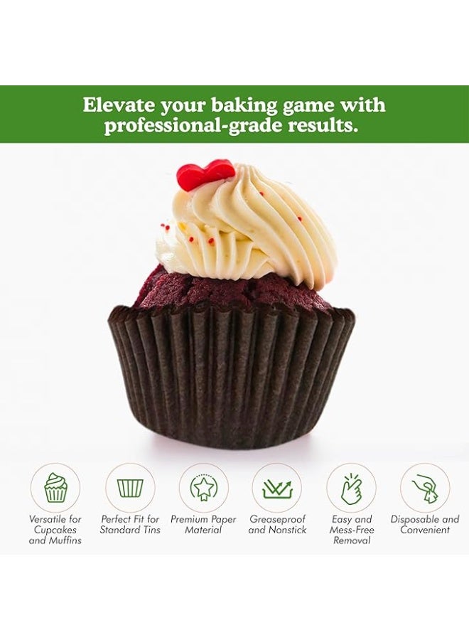 Regency Wraps Greaseproof Professional Grade Baking Cups, Pack of 40, Standard Liners, Brown Solid, for Cupcakes, Muffins, Candy, Non Stick - Image 2