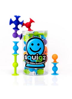 Fat Brain Toys Fat Brain Toys Squigz Starter Set, 24 Piece Suction Toys, Suction Bath Toys, Sensory Toys for Kids 3 and Up  - Image 1