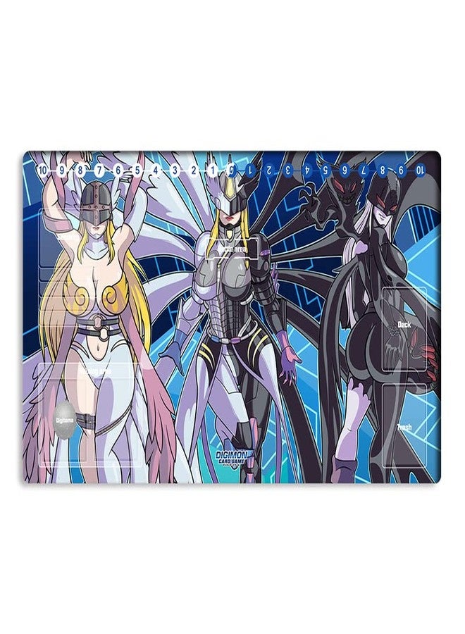 Mlikemat New Playmat Digimon DTCG Mat Angewomon Mastemon Ladydevimon TCG CCG OCG Trading Card Game Mat with Zones + Free Bag (ZD002-236-SM) - Image 1
