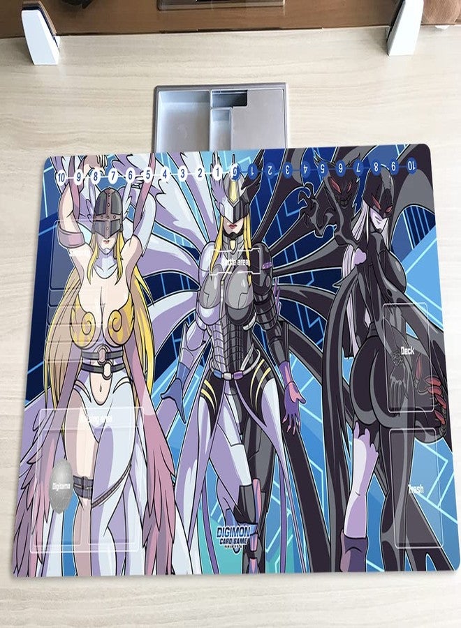 Mlikemat New Playmat Digimon DTCG Mat Angewomon Mastemon Ladydevimon TCG CCG OCG Trading Card Game Mat with Zones + Free Bag (ZD002-236-SM) - Image 2