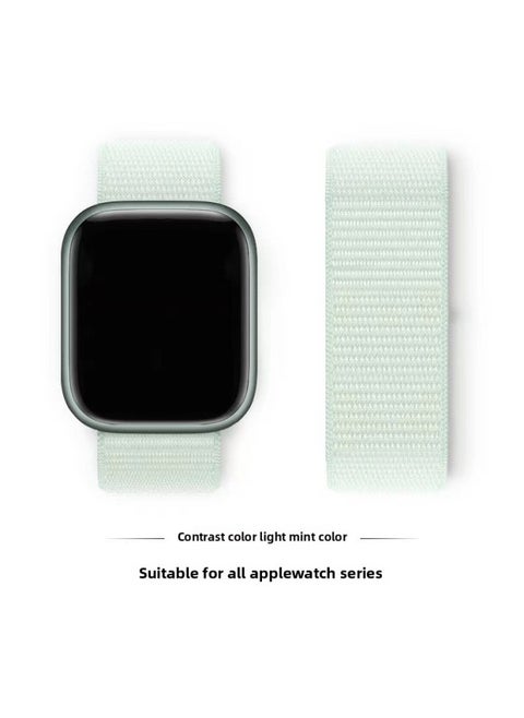 Suitable For Iwatch1-s9 Strap Light Mint/Ocean Blue Nylon Loop Velcro Wristband For Apple Watch Strap-Color:Color 121# Light Mint-Specifications:42/44/45/49mm