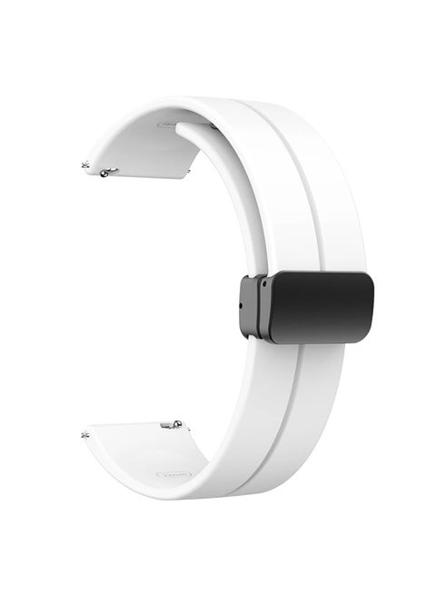 Silicone Watch Band For CMF by Nothing Watch Pro/Watch Pro 2 Watchband Bracelet,Magnetic Folding Buckle Soft Silicone Replacement Straps for Men Women - White