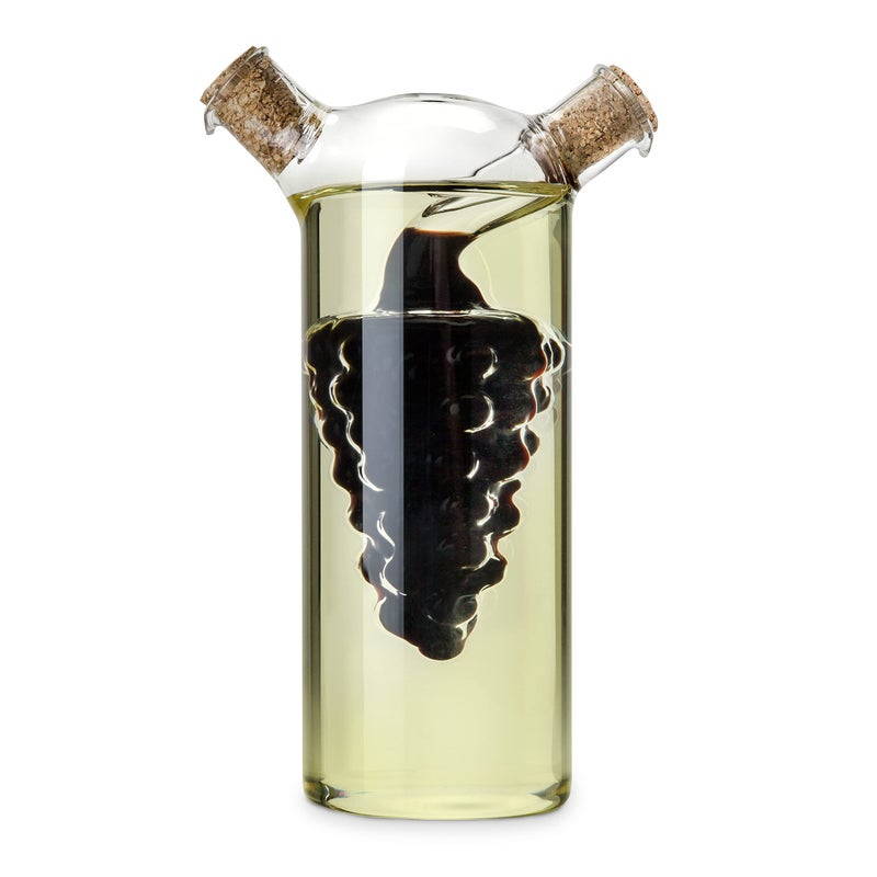 True Napa Olive Oil and Vinegar Cruet with Cork Stopper Perfect for Housewarming Picnic Dinner BBQ Outdoor Party Salad Bar Accessories Home Essentials Set of 1 Clear