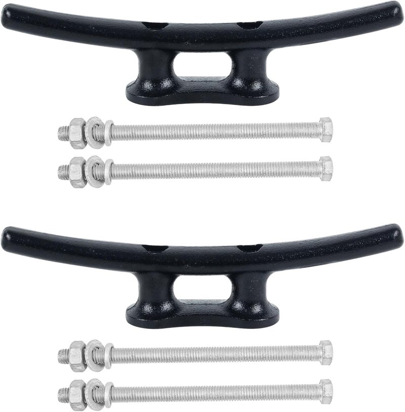 VEITHI Dock Cleats 6/8/10 inch With Hardware,Electrophoretic Coated Black Boat Cleat Dock Boat Cleats,Rope Cleat Boat Dock Cleats Ideal for Boat Docks, Decks, Piers for Tying up Boats (2,4,6,8,12 Pack) - Image 1
