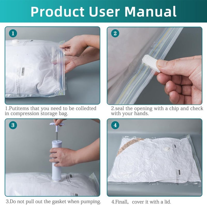 ام ار كي  حقيبة تخزين فراغية معلقة فاخرة من MRK (4 عبوات)، 9 طبقات من PA+PE، مع خطاف تعليق دوار - Image 4