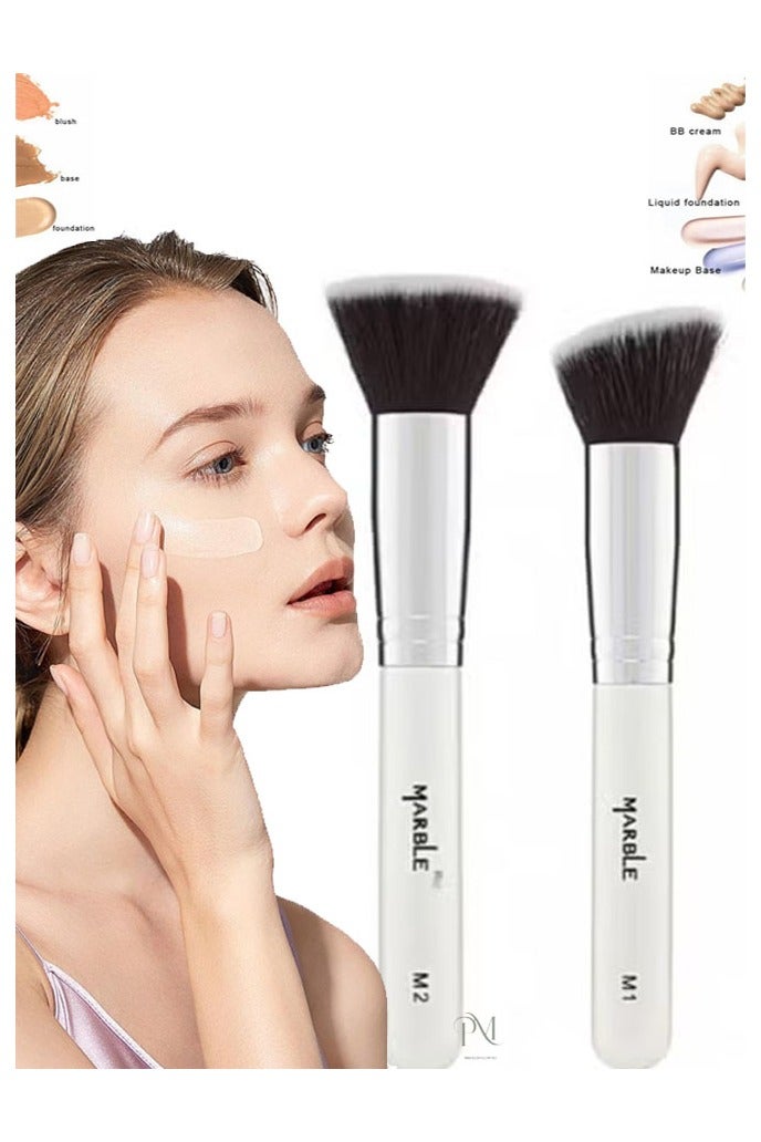 ماربل فرشاة مستحضرات تجميل للوجه M1 + فرشاة كريم الاساس المسطحة M2 من قطعتين - Image 1