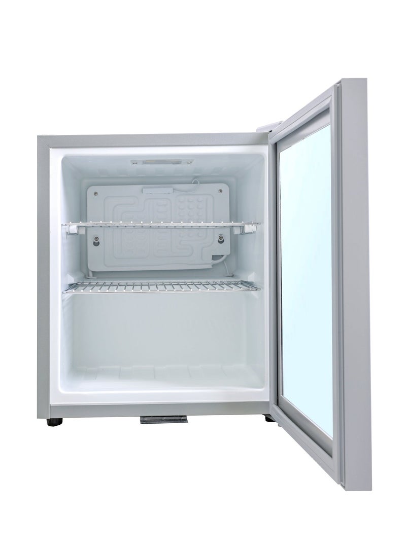 واي أم دي أيه ثلاجة صغيرة بباب زجاجي من YMDA، سعة 49 لترًا، طبقة زجاجية مزدوجة، تحكم في درجة الحرارة، أرفف قابلة للتعديل، إضاءة LED، قفل ومفتاح أمان، وضمان لمدة عام - لون رمادي YCC60G - Image 2