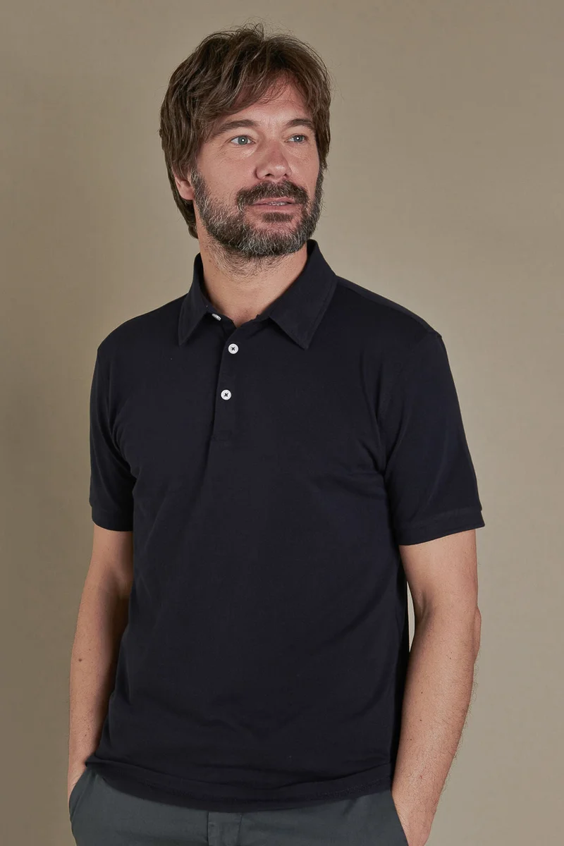 دوبل غانغر Short sleeves polo cotton piquet - Navy
