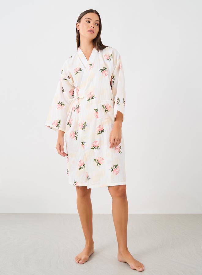 Styli Styli All-Over Floral Print Robe with Side Tie  - Image 2