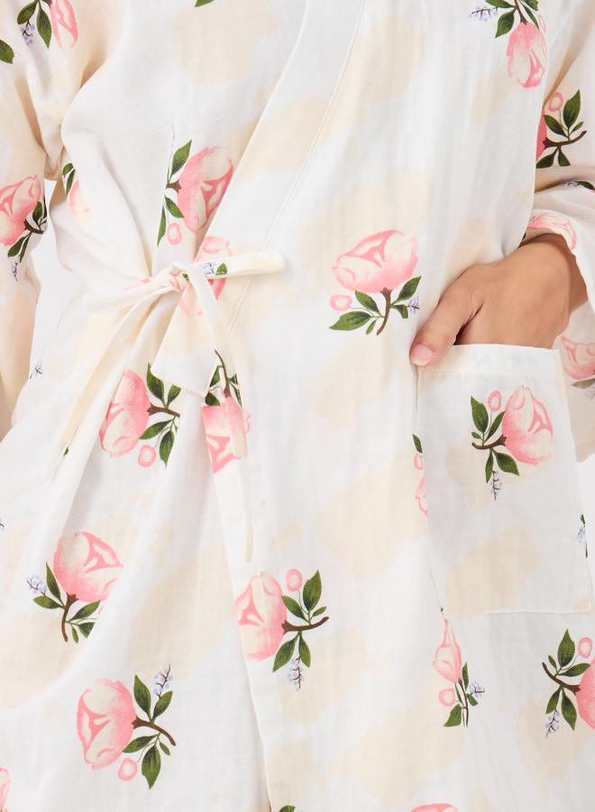 Styli Styli All-Over Floral Print Robe with Side Tie  - Image 3