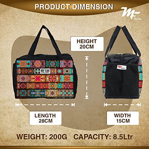 Myfav MY FAV Printed Lunch Tiffin Bag for Men & Women | Durable & Lightweight Lunch Tote for Office, Travel, Picnic & Camping | Water-Resistant, Spacious & Easy-to-Carry Tiffin Bag - Image 4