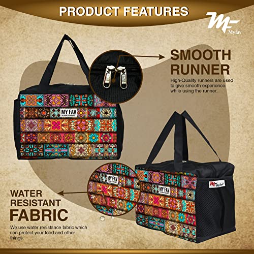 Myfav MY FAV Printed Lunch Tiffin Bag for Men & Women | Durable & Lightweight Lunch Tote for Office, Travel, Picnic & Camping | Water-Resistant, Spacious & Easy-to-Carry Tiffin Bag - Image 5