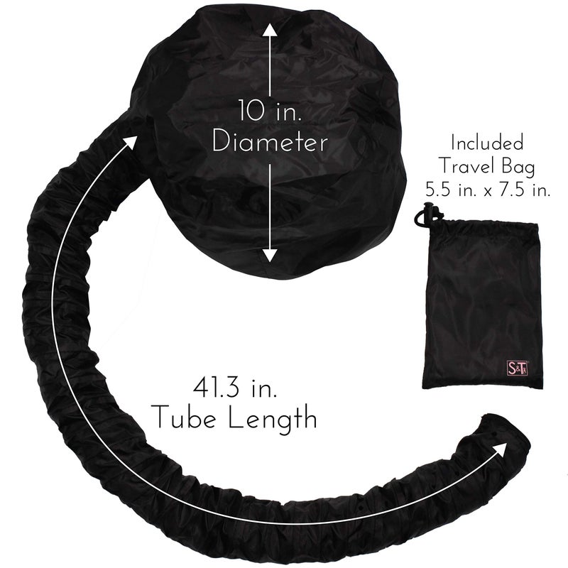 S&T INC. Bonnet Hood Hair Dryer Attachment for Drying, Styling, Curling, and Deep Conditioning, Adjustable, Storage Bag Included, Black - Image 4