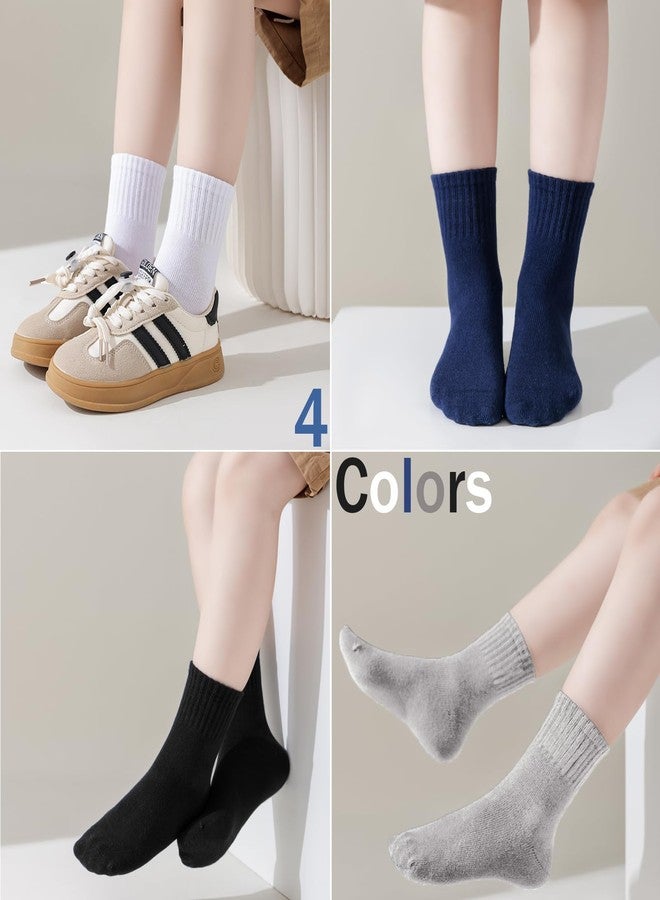 hakugoo Boys Crew Socks Kids Seamless Cotton Dress Socks Uniform Sock for Girls 4/8 Pairs, Navy,4 Pairs, 5-7 Years - Image 5