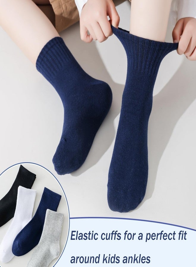 hakugoo Boys Crew Socks Kids Seamless Cotton Dress Socks Uniform Sock for Girls 4/8 Pairs, Navy,4 Pairs, 5-7 Years - Image 3