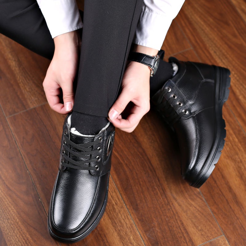 Winter Plus Velvet Warm Cotton Shoes Padded Wool Snow Boots Real Fur One Middle-Aged And Elderly Father Shoes A Generation Of Hair - Image 5