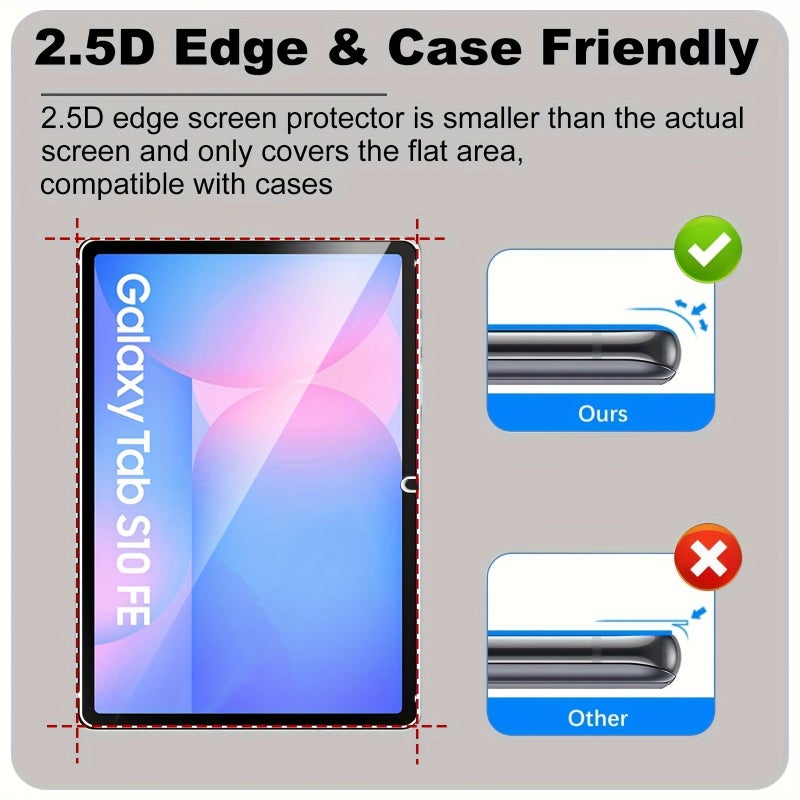 2Pcs Tempered Glass Screen Protector for Samsung Tab S10 FE HD Scratch Resistant Easy Install - Image 5