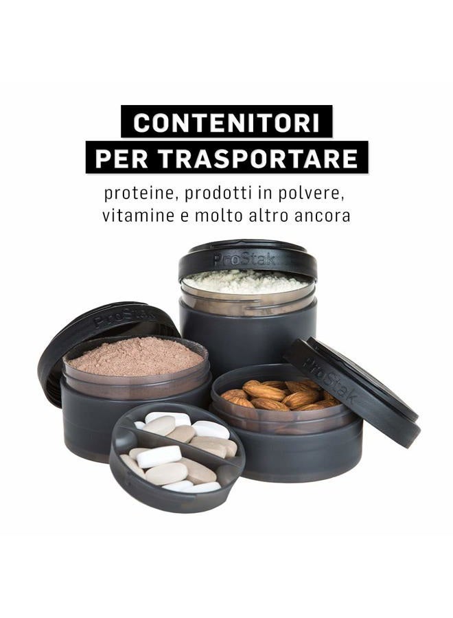 BlenderBottle زجاجة خلط برو ستاك للرجال والنساء مع حاوية أقراص (عبوة من 2)، أسود، 2x 250 مل + صينية أقراص - Image 5