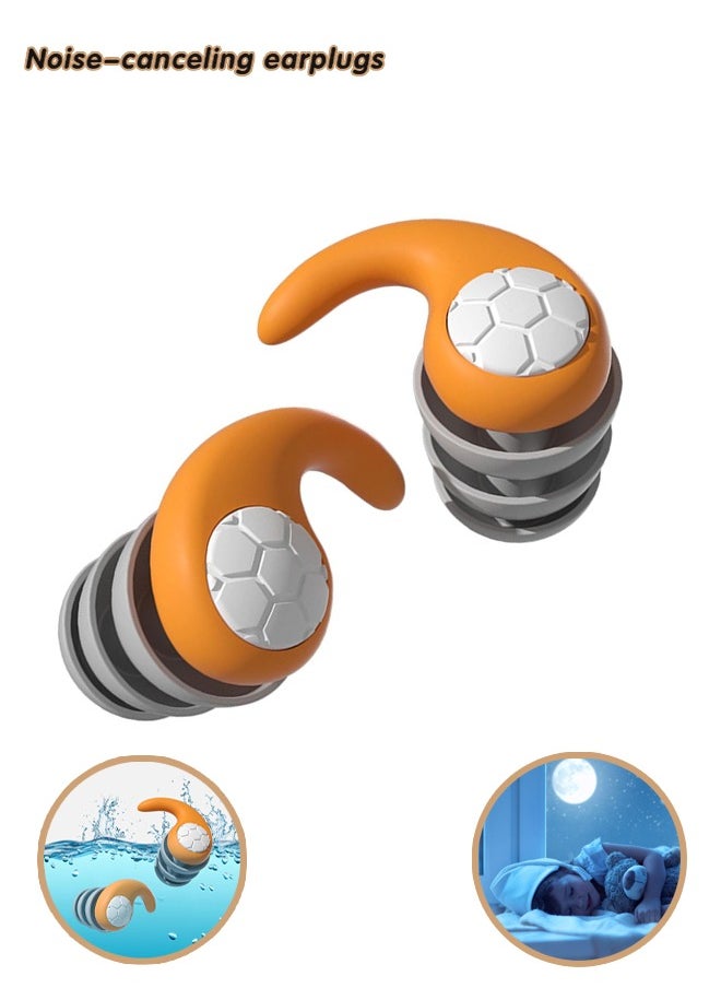 Fazza Swimming Earplugs, Soundproof Sleep Earplugs, Noise Canceling Ear Plugs, Waterproof Reusable, Portable(Orange)  - Image 1
