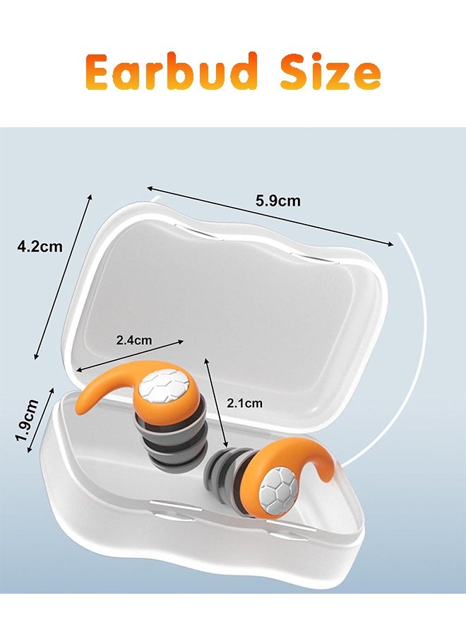 Fazza Swimming Earplugs, Soundproof Sleep Earplugs, Noise Canceling Ear Plugs, Waterproof Reusable, Portable(Orange)  - Image 2