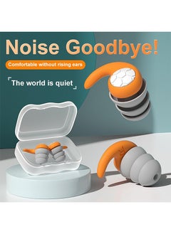 Fazza Swimming Earplugs, Soundproof Sleep Earplugs, Noise Canceling Ear Plugs, Waterproof Reusable, Portable(Orange)  - Image 3