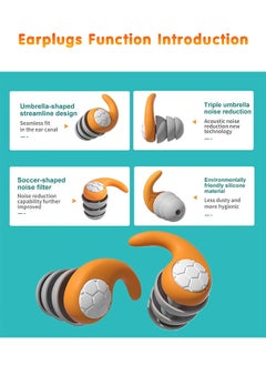 Fazza Swimming Earplugs, Soundproof Sleep Earplugs, Noise Canceling Ear Plugs, Waterproof Reusable, Portable(Orange)  - Image 4