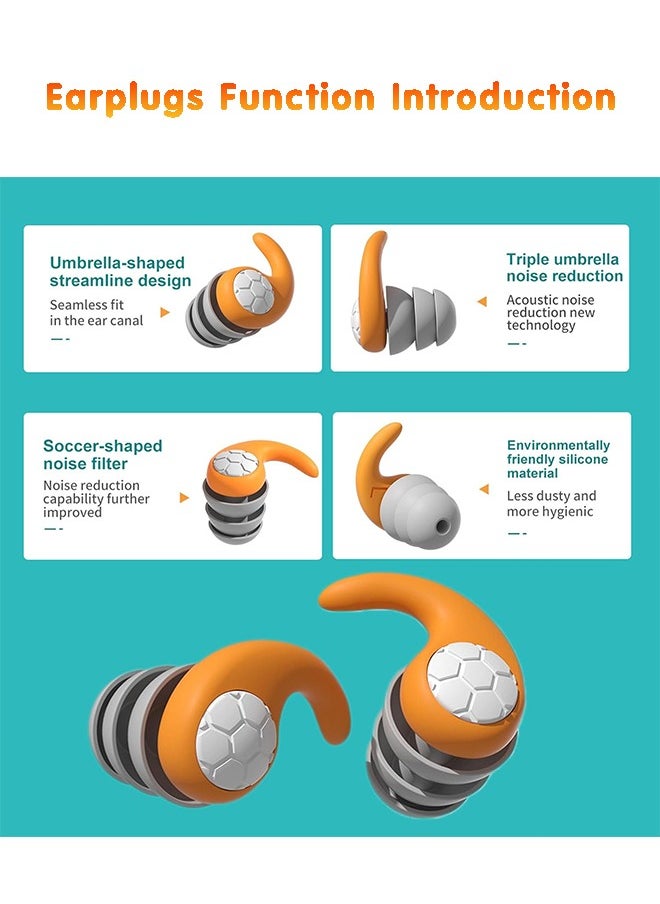 Fazza Swimming Earplugs, Soundproof Sleep Earplugs, Noise Canceling Ear Plugs, Waterproof Reusable, Portable(Orange)  - Image 4