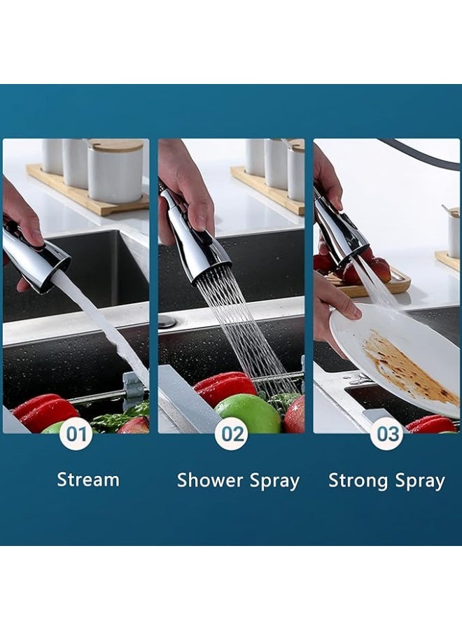 مهوّي حنفية دوّار 360 درجة – رأس رشاش للحوض مانع لتناثر الماء مع 3 أوضاع تدفق، موفر للمياه مناسب للمطبخ والحمام، قابل للتثبيت على الحنفيات مقاس 22–24 ملم – فضي - Image 3