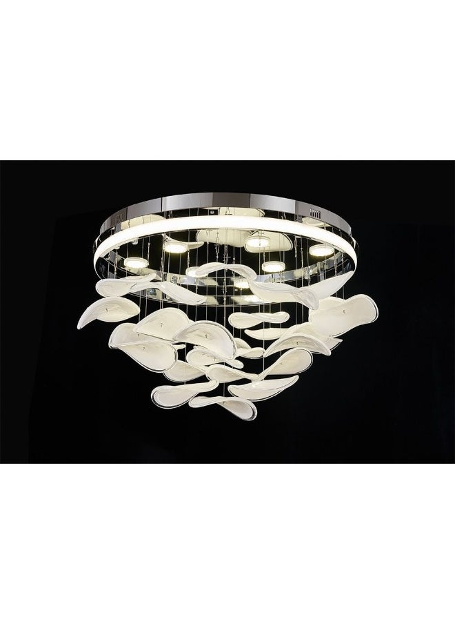 Danube Home Seychelles Modern Flushmount For Bedroom| Chandelier With Inbuilt LED| 3000K Warm Light| Ceiling Lamp | L120xW60xH150cm| Round Stainless Steel Frame, Chrome (1 Year Warranty)