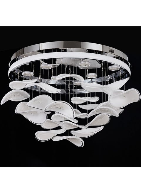 Danube Home Seychelles Modern Flushmount For Bedroom| Chandelier With Inbuilt LED| 3000K Warm Light| Ceiling Lamp | L120xW60xH150cm| Round Stainless Steel Frame, Chrome (1 Year Warranty)