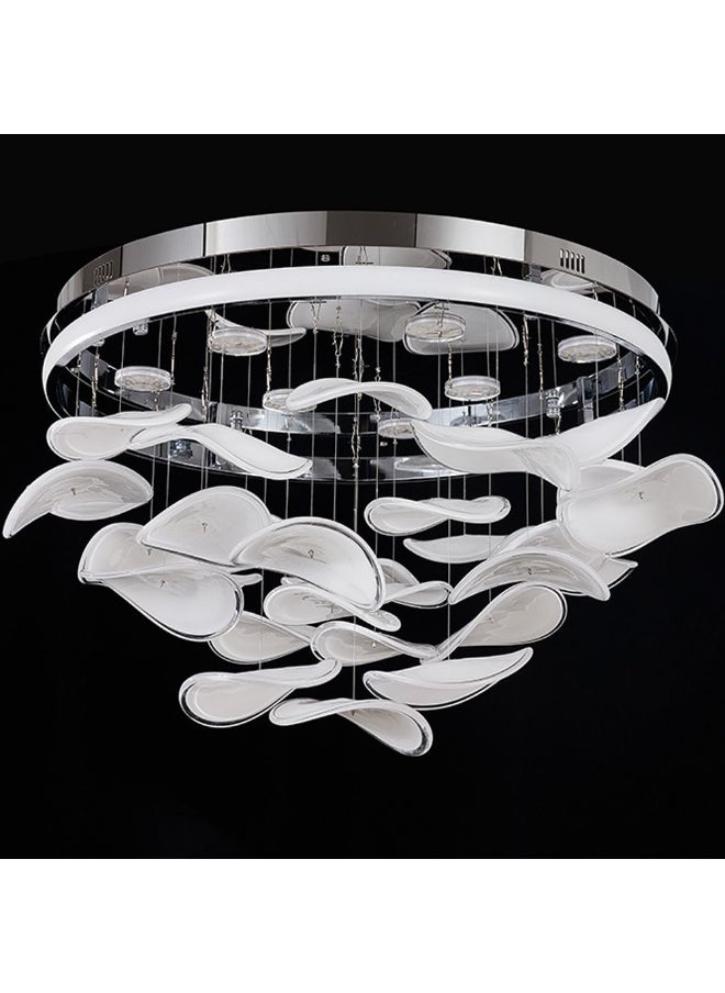 DANUBE HOME Danube Home Seychelles Modern Flushmount For Bedroom| Chandelier With Inbuilt LED| 3000K Warm Light| Ceiling Lamp | L120xW60xH150cm| Round Stainless Steel Frame, Chrome (1 Year Warranty)  - Image 1