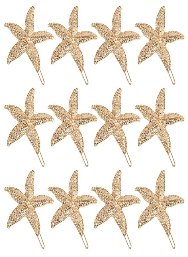 AUEAR, 12 Pcs Starfish Hair Clip Sea Star Hairpin Beach Pins Accessories(Gold) - Image 1