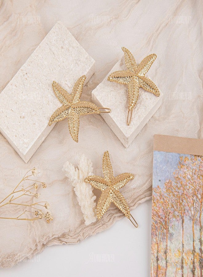 AUEAR, 12 Pcs Starfish Hair Clip Sea Star Hairpin Beach Pins Accessories(Gold) - Image 4