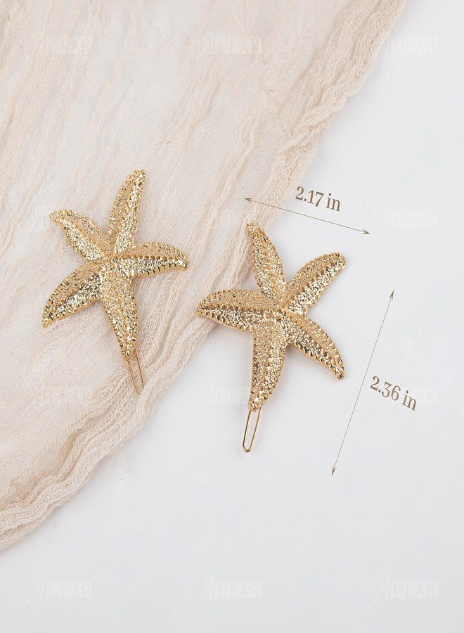 AUEAR, 12 Pcs Starfish Hair Clip Sea Star Hairpin Beach Pins Accessories(Gold) - Image 2