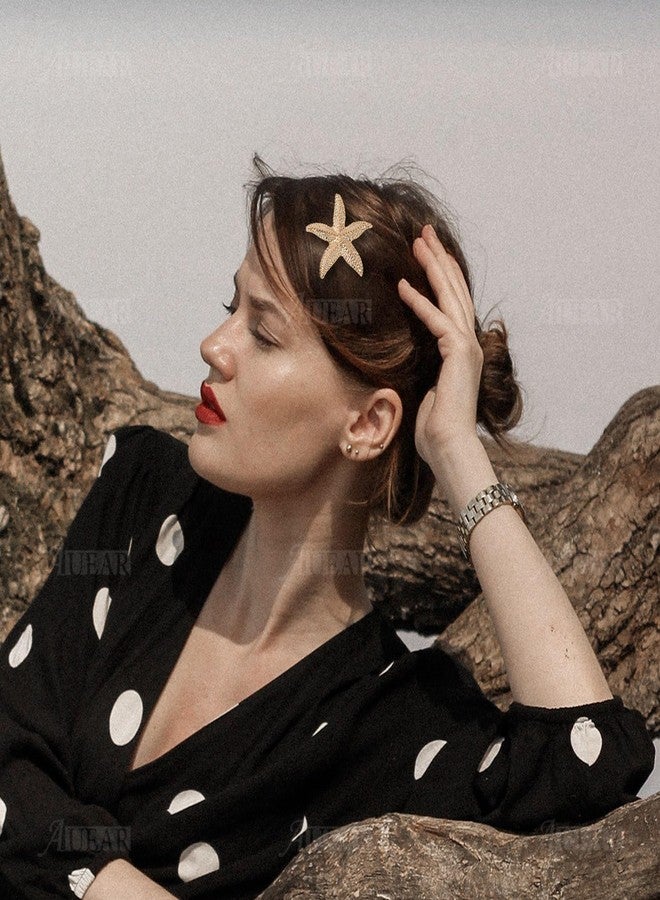 AUEAR, 12 Pcs Starfish Hair Clip Sea Star Hairpin Beach Pins Accessories(Gold) - Image 3