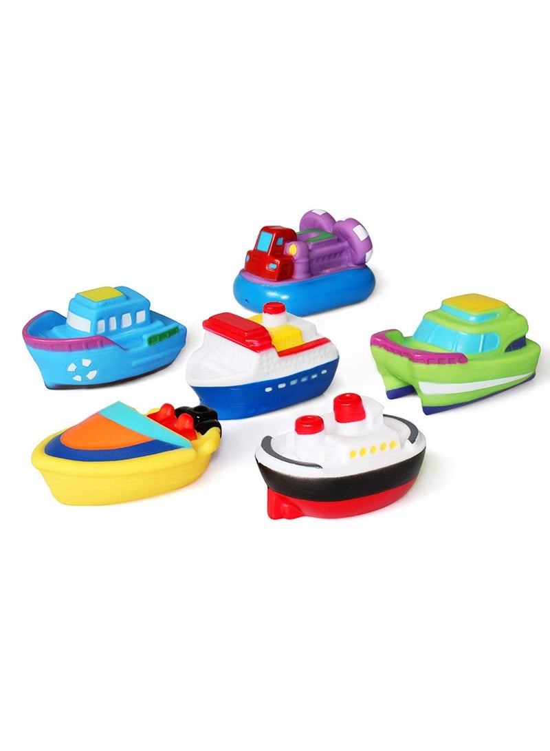 Bathtub Floating Bath Toys, Boat Toys for Toddlers 1-3 Bathtub Learning Water Toys and Bathroom Toys Bath Boats Squirters Floating Wind-up Toys Swimming Pool Games Water Play Set Gift (6PCS)