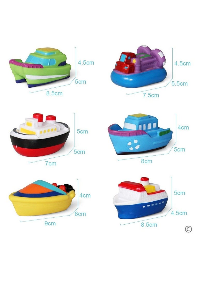 Bathtub Floating Bath Toys, Boat Toys for Toddlers 1-3 Bathtub Learning Water Toys and Bathroom Toys Bath Boats Squirters Floating Wind-up Toys Swimming Pool Games Water Play Set Gift (6PCS)