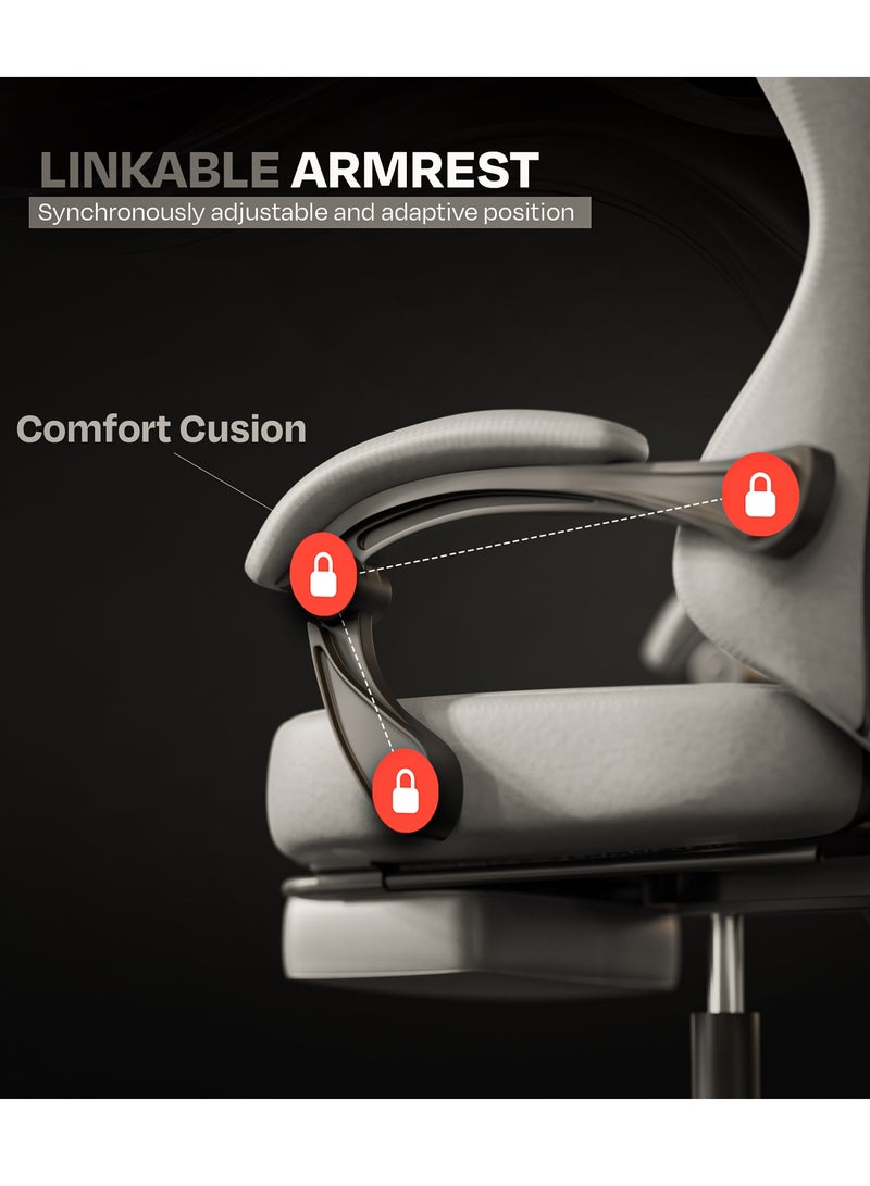 دراجو كرسي ألعاب أورا المريح، مصنوع من جلد PU فاخر، مزود بمساند ذراع قابلة للتعديل، ووسادة للرقبة والظهر قابلة للتعديل | كرسي ألعاب فيديو | كرسي كمبيوتر للدراسة | كراسي مكتبية للعمل من المنزل مع إمكانية الإمالة، أسود / رمادي فاتح - Image 5