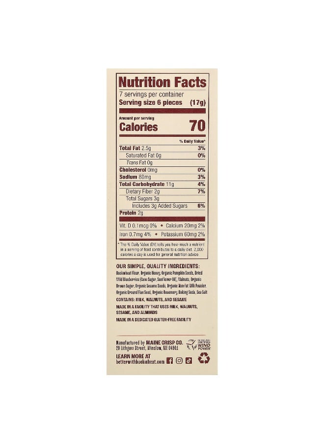 Better with Buckwheat - Better with Buckwheat, Maine Crisp Buckwheat Crackers, Wild Blueberry Walnut, 4 oz (113 g) - Image 1