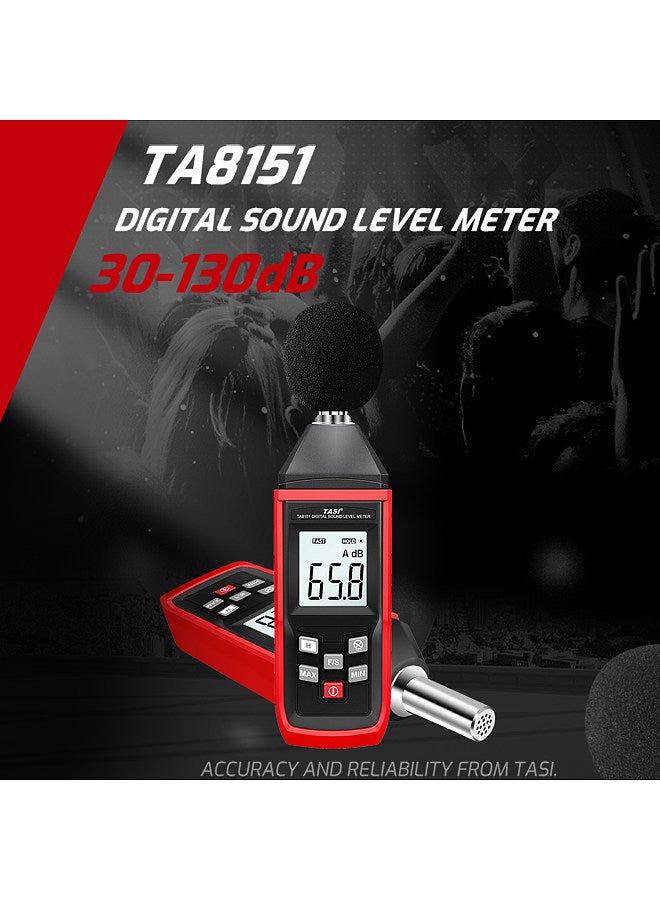 TA8151 Digital Sound Level Meter SLM Household Noise Tester Professional High-Precision Noise Tester Handheld Sound Detector Decibel Monitor 30-130dB Acoustic Measurement Instrument