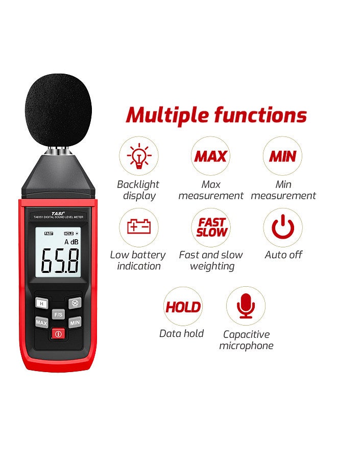 TA8151 Digital Sound Level Meter SLM Household Noise Tester Professional High-Precision Noise Tester Handheld Sound Detector Decibel Monitor 30-130dB Acoustic Measurement Instrument