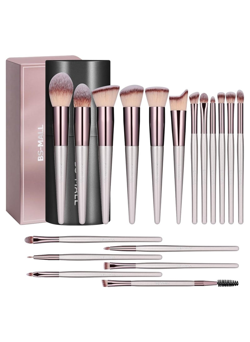 BS Mall BS-MALL Makeup Brush Set 18 Pcs Premium Synthetic Foundation Powder Concealers Eye shadows Blush Makeup Brushes Champagne Gold Cosmetic Brushes  - Image 1