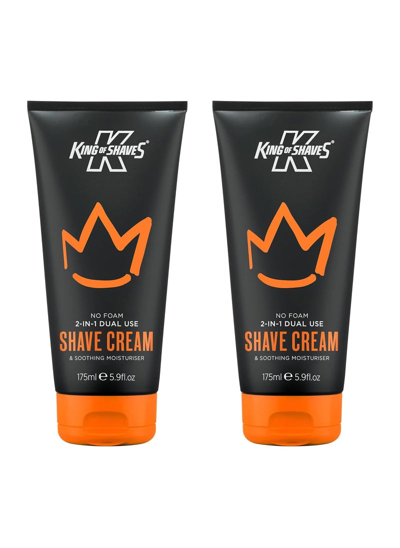 King of shaves King of Shaves 2-in-1 No Foam Shaving Cream & Daily Moisturising Face Cream for Men 175ml TWIN PACK 