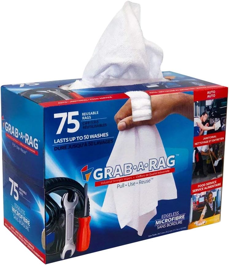 GrabaRag Grab•a•Rag Microfiber Cleaning Cloth, Soft Highly Absorbent Lint-Free Streak-Free Reusable Microfiber Towel Wipes for House, Kitchen, Bathroom, Car, Electronics, TV Screen, Pack of 75 (11.7" x 12.3")… - Image 1
